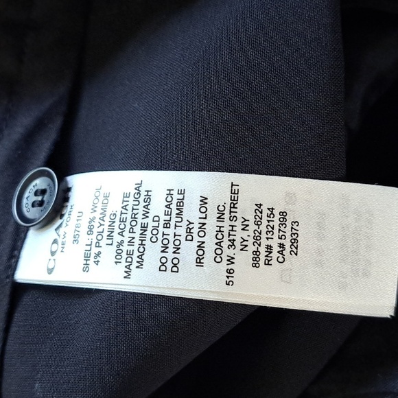 Coach Women's Size 8 Black Dress Pants Slacks Pleated 96% Wool Luxury Office - Picture 10 of 10